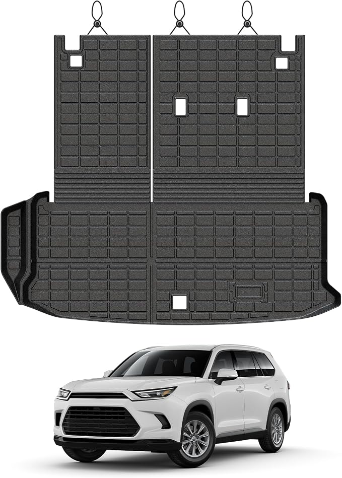 Mixsuper Cargo Liner for Toyota Grand Highlander 2024-2026, All Weather All-in-One Trunk & Backrest Mat, TPE Rear Seat Protector Accessories