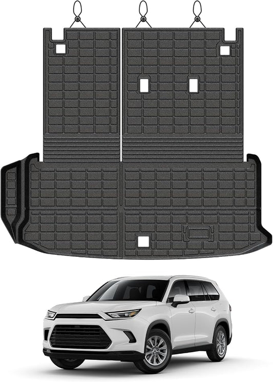 Mixsuper Cargo Liner for Toyota Grand Highlander 2024-2026, All Weather All-in-One Trunk & Backrest Mat, TPE Rear Seat Protector Accessories