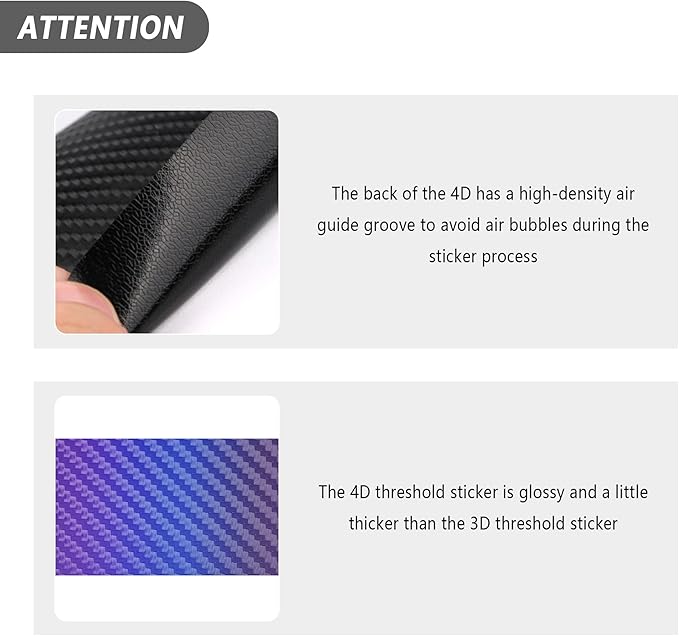 4PCS Car Door Sill Protector with Scraper,Carbon Fiber Car Door Protector Edge Guards for Front Rear Door Sills,Universal Anti-Scratch Car Door Threshold Strips (4D Black)