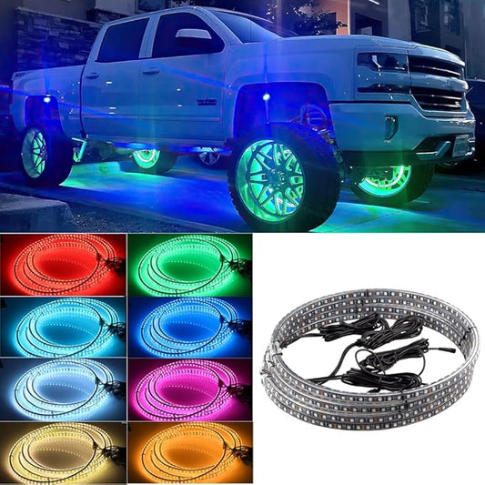 Blueshyhall 15.5 inch LED Rim Wheel Ring Lights 4 PCS for Car Truck Vehicle Offroad Pickup, RGB Multi-Color Chasing Dancing Wheel Ring Light Kit