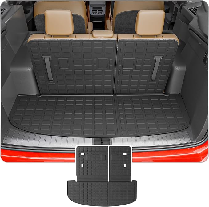 Cargo Mat Compatible with 2020-2025 Kia Telluride (NOT for 2027) Trunk Mat Cargo Liner Trunk Liner All Weather Back Seat Protector 2024 Telluride Accessories (Trunk Mat with Backrest Mat)