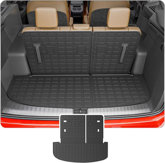 Cargo Mat Compatible with 2020-2025 Kia Telluride (NOT for 2027) Trunk Mat Cargo Liner Trunk Liner All Weather Back Seat Protector 2024 Telluride Accessories (Trunk Mat with Backrest Mat)