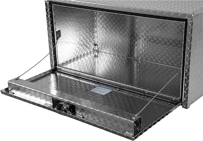 Buyers Products 1705105 Silver Diamond Tread Aluminum Underbody Truck Box with T-Handle Latch, 18 x 18 x 36 Inch, Durable Contractor Toolbox For Organization And Storage, Job Tool Chest