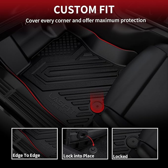 LASFIT Floor Mats 2019-2026 for Chevrolet Silverado/GMC Sierra 1500, 2020-2026 2500HD 3500HD, Only Without Rear Underseat Storage Box, Only Bucket Seat/Crew Cab (Not for Regular/Double Cab)