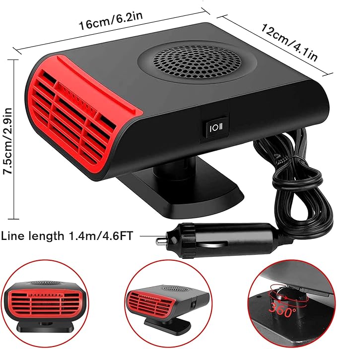12V 150w Auto Heater,Leaflai Car Fan, 12V Portable Auto Cooling Fan 2 in 1 Fast Cooling/Heating Cigarette Lighter Car Fan for Vehicles Quick Cooling Air