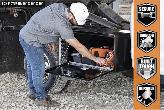 Buyers Products 1703328 Black Steel Underbody Truck Tool Box – 15 x 13 x 48 Inch - Truck Bed & Underbelly RV Storage Box, Locking T-Latch, Weather-Resistant, Heavy-Duty Flatbed Job Box, Made in USA