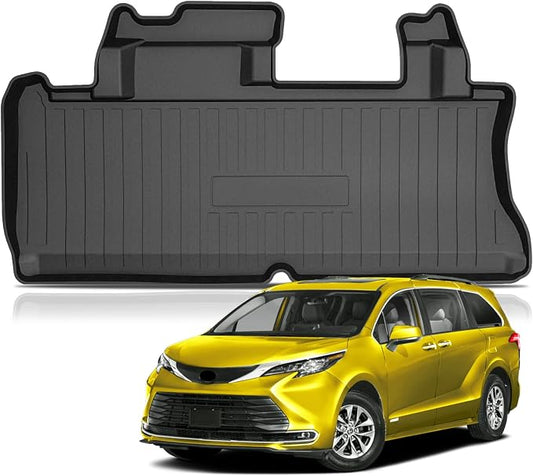 KUST Trunk Cargo Mat for 2021-2025 2026 Toyota Sienna with Spare Tire, All Weather Rear Cargo Liner Custom Fit Sienna Accessories TPE Rubber High Edge (Only for Sienna with Spare Tire)