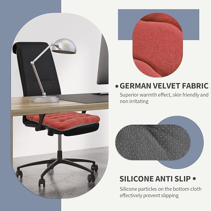 BUYUE Good Support Office Chair Cushion Padded, Soft Velvet Comfortable Non-Slip Seat Cushion for Computer Desk Kitchen Chair (1 Count, Rose)