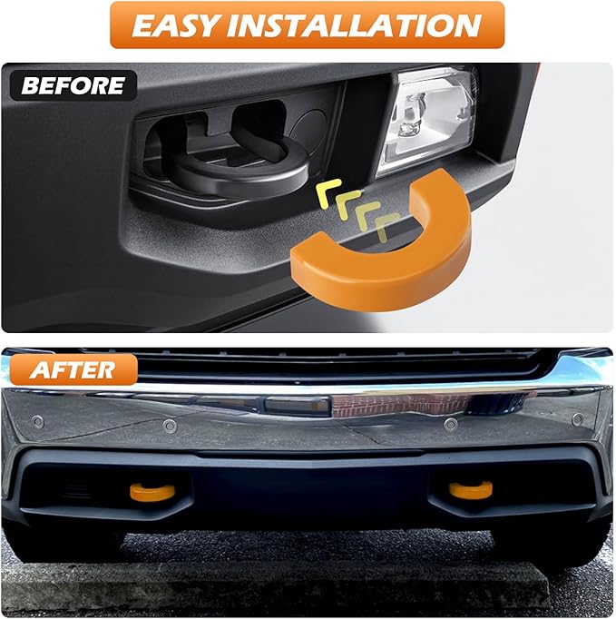 Tow Hook Covers Fit for Chevy Silverado 1500 2007-2026/GMC Sierra 1500 2007-2018, Customized Car Tow Hooks Compatible with Chevrolet Silverado 1500 Accessories 2007-2026 (Orange)