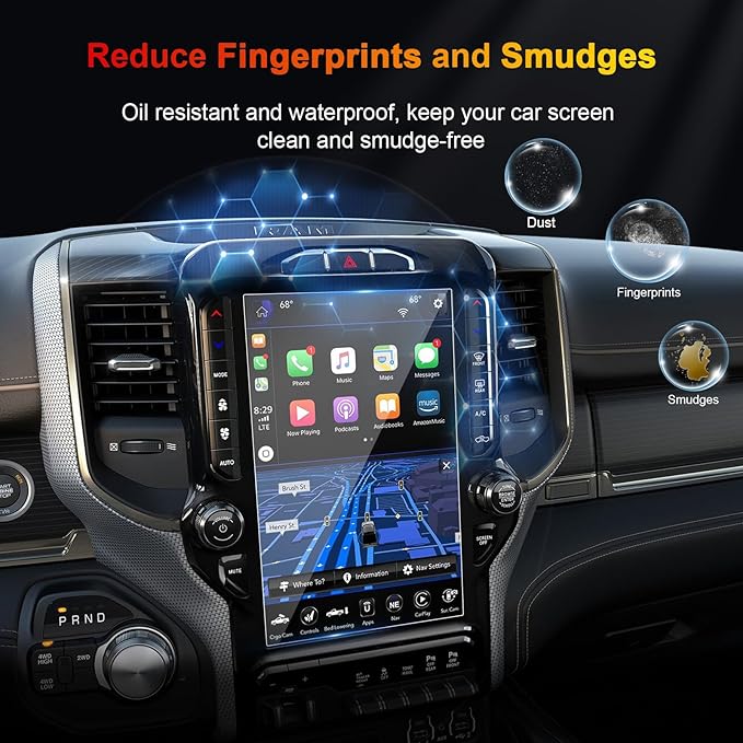 Ram 12 Inch Screen Protector for 2019-2026 Dodge Ram 1500 2500 3500 Uconnect 5 Nav Pickup Truck 12-In Display Ram 1500 Accessories 9H Anti-Scratch Tempered Glass Protective Film