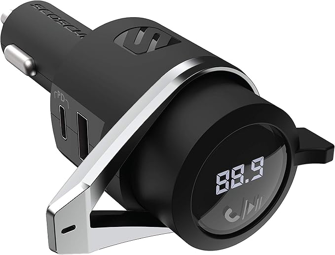 Scosche BTFMPD3SR-SP1 Universal Bluetooth Hands-Free Car Kit with Digital FM Transmitter and 20-Watt USB-C PD + 12W Type-A Charging Ports