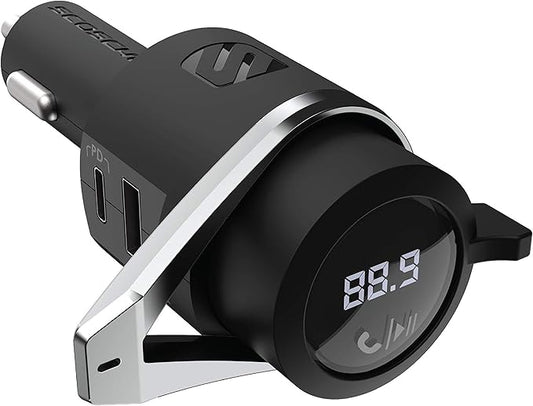 Scosche BTFMPD3SR-SP1 Universal Bluetooth Hands-Free Car Kit with Digital FM Transmitter and 20-Watt USB-C PD + 12W Type-A Charging Ports