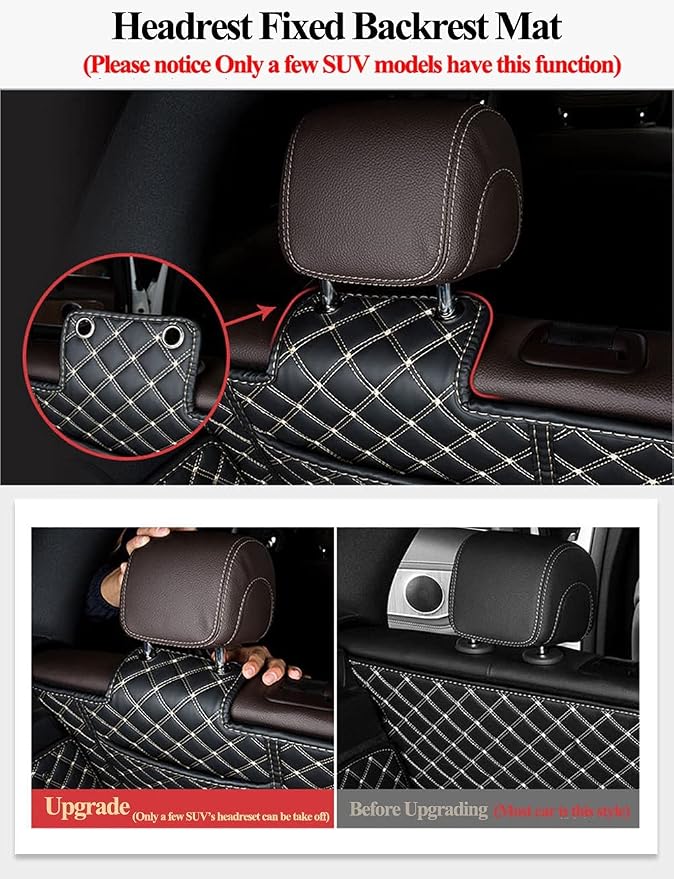 SUV Trunk Mat Compatible with BMW X5 7 Seater 2014-2018 Heavy Duty Back Seat Cover & Rear Cargo Mat & High Side Panel - Beige