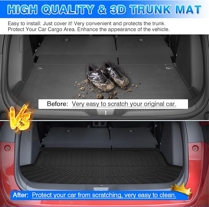 HR-V Cargo Liner - Fits for Honda HR-V 2023-2026, Sport | LX | EX-L FWD&AWD (Include w/o BSI Model), All Weather Cargo Trunk Mat for HRV Accessories Heavy Duty Black
