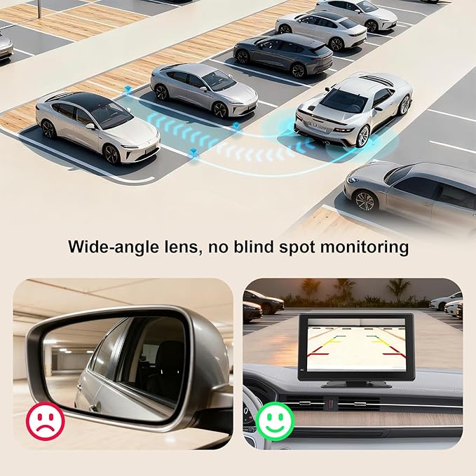 Haudio 7" Portable Wireless CarPlay & Android Auto Screen for Car, HD Touchscreen, Backup Camera, Bluetooth 5.0, FM Transmitter, Plug and Play, Voice Control, Fit All Vehicles