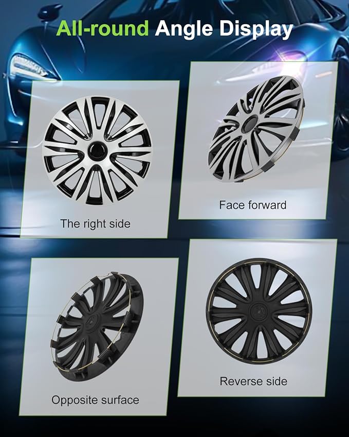 SCITOO Premium 16 Inch Hubcaps Set of 4 Wheel Rim Cover OEM Style Easy Snap On Car Truck SUV Hub Cap Replacement for Dodgefor Honda,for Mazda,for Kia,for Ford,for Mitsubishi,for Hyundai,etc.