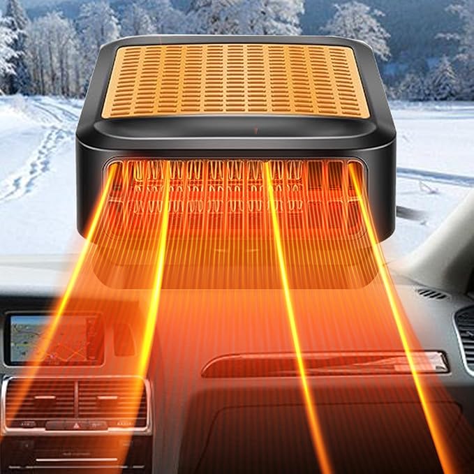 Car Heater for Vehicle,12V 200W Portable Car Heater that Plugs into Cigarette Lighter,Defroster for Car Windshield,2 in 1 Heating & Cooling Fans,Defrost Defogger,Car Plug in Space Heaters for Car