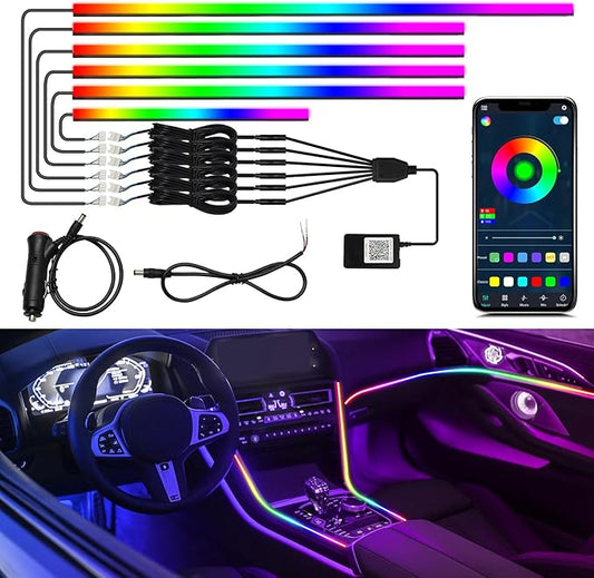 Dreamcolor 6 in 1 Car LED Strip Lights with APP Control and 213 Color Modes, Neon Ambient Lighting Kits