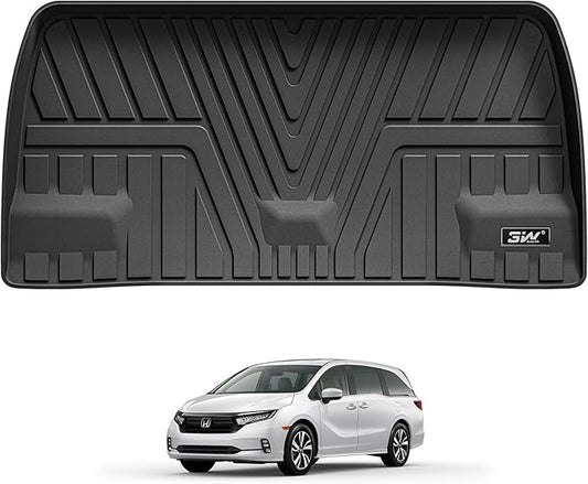 3W Cargo Liner Fit for Honda Odyssey 2018-2025 2026 Custom Fit Trunk Liner Mini Passenger Van, All Weather Use Heavy Duty Trunk Mat Black
