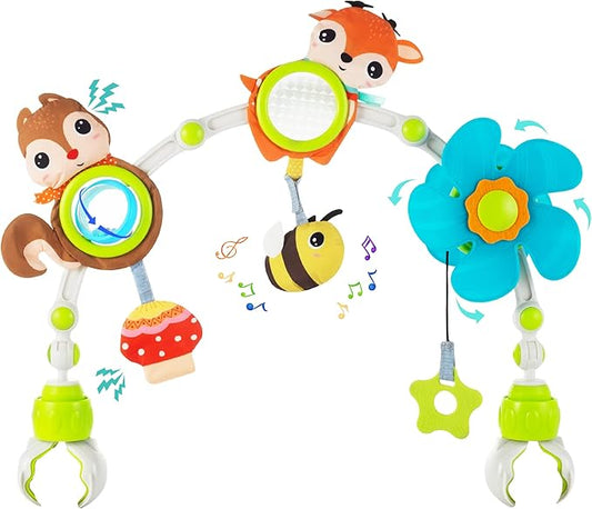 Lynncare Adjustable Arch Bassinet Toys for Infant & Toddlers, Stroller Arch, Baby Crib Toys with Fascinating Hanging for Stimulating Baby’s Senses and Developing Motor Skills
