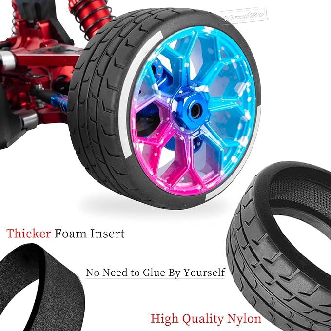 RC Wheels and Tires for 1/7 Felony 6S BLX,RC Truck Tires RC Wheels and RC Tires,4pcs Highway Tires(2 Big 2 Small,Colorful