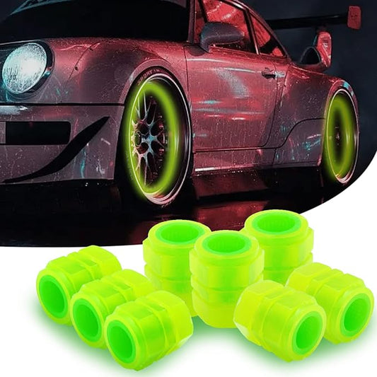 8PCS Car Tire Valve Stem Caps, Universal Noctilucent Waterproof Car Wheel Tire Caps, Suitable for Air Valve Caps for Cars, Motorcycles, Bicycles (Yellow)