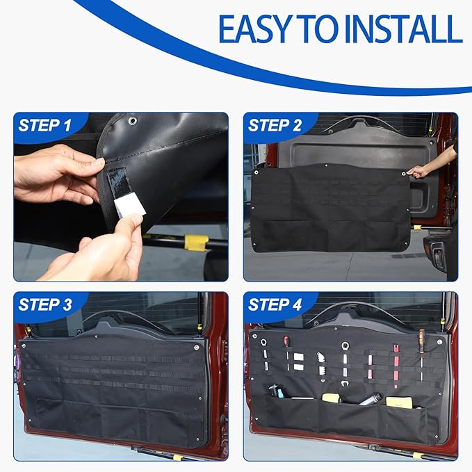 Tailgate Storage Bags Compatible with Toyota FJ Cruiser 2007-2021, Back Door Panel Hanging Organizer Multi-Compartment Oxford Cloth Car Storage Bag Space Saving (Hanging Bag)