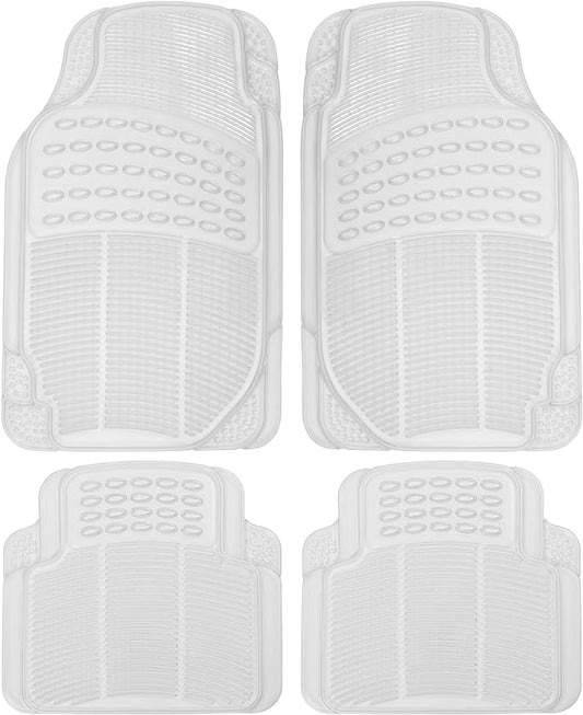 BDK 4-Piece Rubber Transparent Clear Floor Mats Heavy Duty for Front & Rear Car Truck Van SUV, All Weather Protection, Universal Fit