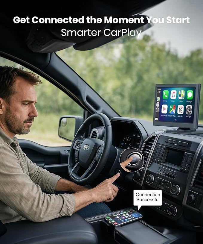 Foxpark Portable Carplay Car Screen for Apple & Android Auto-7" HD Wireless Car Play Touch Screen with Backup Camera,Car Audio Receivers with Voice Control,GPS Navigation,Bluetooth,Mirror Link,FM