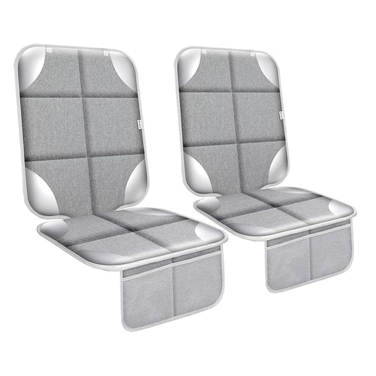 Meolsaek Car Seat Protector for Child Car Seat, Durable 600D Fabric Waterproof Car Seat Cover with Thick Pad Non-Slip Backing，No Imprints (Silver Gray-2pcs)