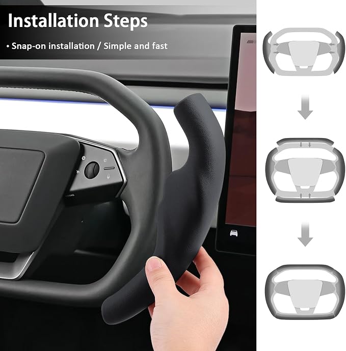 Steering Wheel Cover for Cybertruck 2023-Present Leather Steering Wheel Cover for Tesla Cybertruck Truck Car Steering Wheel Accessories (Black)