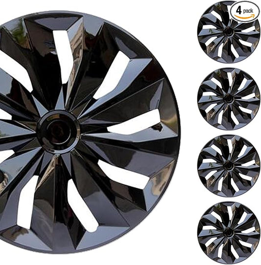 Hubcap Wheel Cover Replacement R17 Hub Caps Universal-Fit Steel Wheel Rim Cover ABS Material Exterior Accessories for Most Car Truck SUV -Set of 4（17-inch，Black）
