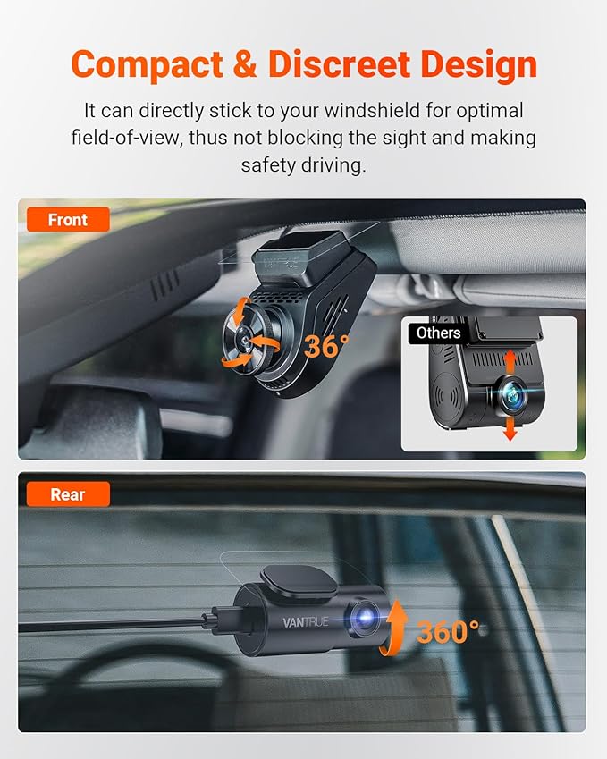 Vantrue S1 Pro AI Dash Cam Front and Rear, Dual 1440P Dash Camera w/2.7K, STARVIS 2, HDR Night Vision, 5G WiFi, 60FPS, GPS, Voice Control,24/7 Parking Mode, Support 1TB Max