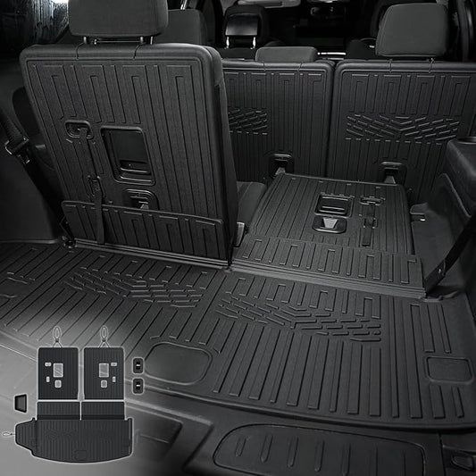 Cargo Mat Backrest Mats for 2016-2025 2026 Dodge Durango 6/7 Seats Car Mat Accessories, All Weather TPE Cargo Liner Trunk Mat SXT GT RT SRT 392 Hellcat(Cargo Mat+3rd Row Backrest Mats)