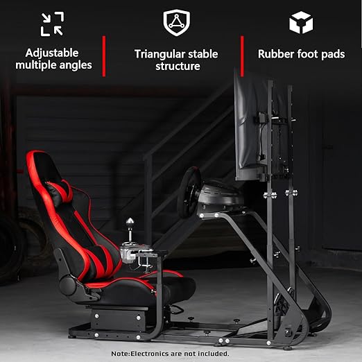 Dardoo G923 Racing Simulator Cockpit with Monitor Mount Fit for Logitech G25 G27 G29 G920, for Thrustmaster T150 T300,Simulator Cockpit with red Seat,Without Wheel,Pedal,Shift and Monitor