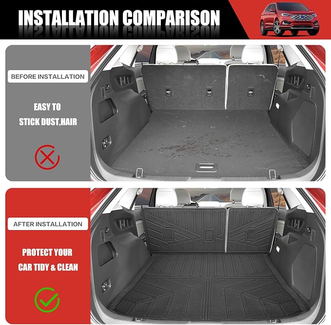 Cargo Mat with Seat Back Cover Fit for 2015-2024 Ford Edge 5 Seats Accessories, Cargo Liner Trunk Mat TPE Trunk Liner Seat Back Protector Cargo Cover for Ford Edge(Cargo Mat+Seat Back Cover)