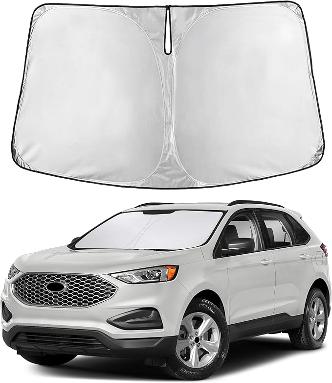 Autovir Windshield Sun Shade Fit for 2015-2022 2023 2024 Ford Edge Sun Shade, Front Window Sun Visor, UV Protection, Heat Blocker, Foldable Car Accessories