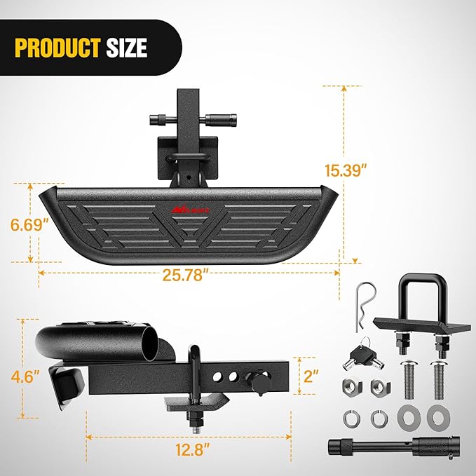Nilight Hitch Step 2 Inch Receiver Universal with LED Light, Pin Lock and U-Bolts Stabilize,Rear Bumper Guard for Pickups Trucks Vans SUVs ATVs