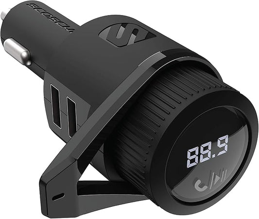 Scosche BTFM5 Bluetooth Hands-Free Car Kit with Digital FM Transmitter and Dual 12W USB Charging Ports For Vehicles