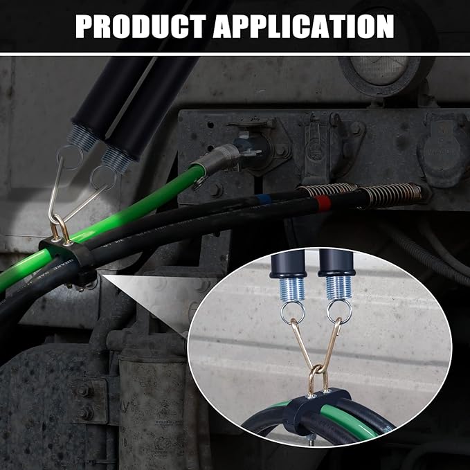 CheeMuii 20" Double Tender Spring Kit Heavy Duty ABS Air Line Hose Tracker Tender Kit with 3 Hose Holders for Semi Truck Trailer Tractor