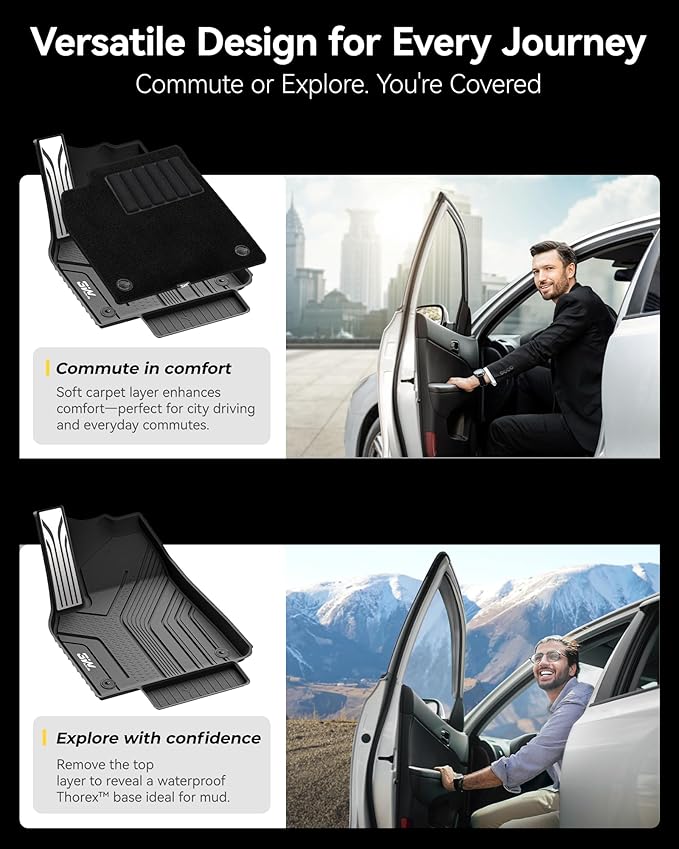 3W Tesla Model Y Juniper Floor Mats with Carpets, Metal Pedal, Double Layer, All Weather TPE Waterproof Custom Fit Automotive Car Floor Liners, Vigormold™