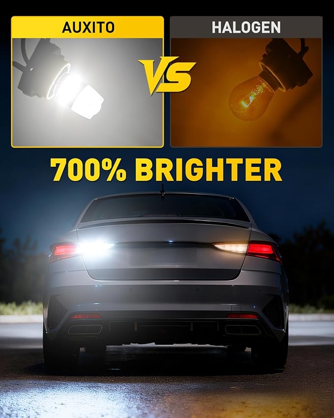 AUXITO Latest 1157 LED Bulb White Reverse Lights, 700% Brighter 2057 2357 7528 BAY15D LED Bulbs with Projector for Backup Parking Tail Brake Signal Marker Daytime Running Light, Pack of 2