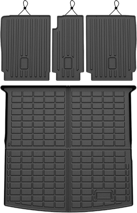 Cartist Cargo Mat Fit for Volkswagen VW Tiguan 5 Passenger 2018-2024 Trunk Mat with Backrest Mat Accessories TPE All Weather Anti-Slip