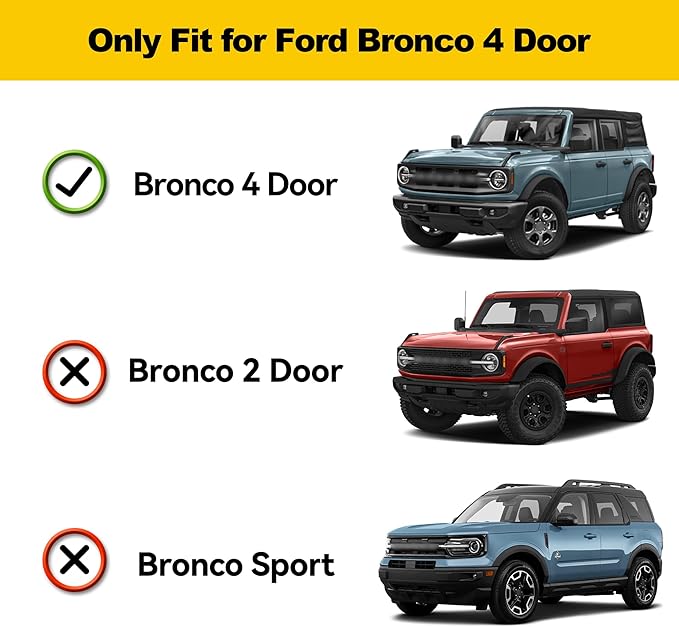 TTX LIGHTING Bronco 4-Door Cargo Liner - Custom Fit Trunk Mats for Ford Bronco 2021-2026 4 Door Cargo Mat All Weather Cargo Tray Black
