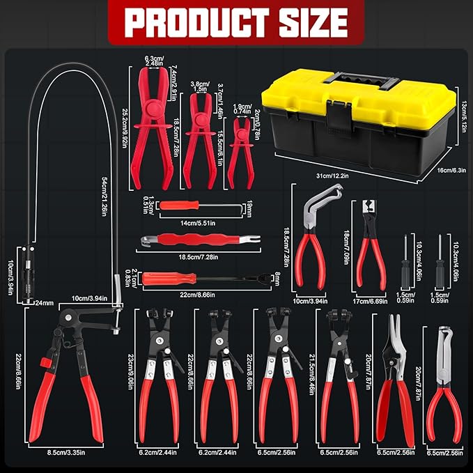Hose Clamp Pliers Set, 38 Pcs Hose Clamp Kit with Electrical Connector Disconnect Pliers & Terminal Pin Removal Tool, Automotive Radiator Coolant System Repair Tool Set for Car Mechanic DIYer