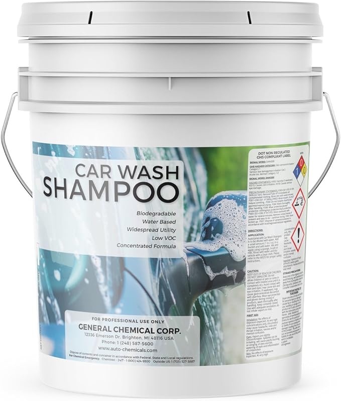 AutoGeneral Car Wash Shampoo - Concentrated Automotive Shampoo for Efficient Deep Clean & Shine of Car Exterior - Pre-Wax Wash For Auto Detailing - Foaming Soap - pH Balanced & Low VOC - 5 Gallon