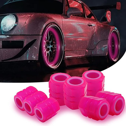 8PCS Car Tire Valve Stem Caps, Universal Noctilucent Waterproof Car Wheel Tire Caps, Suitable for Air Valve Caps for Cars, Motorcycles, Bicycles (Pink)