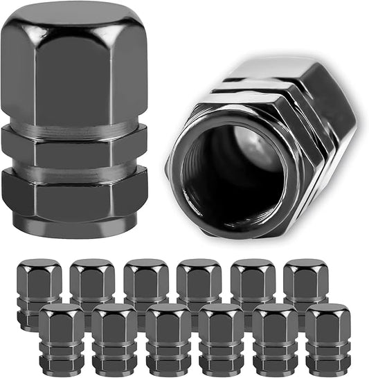 JUSTTOP Car Tire Valve Stem Caps, 12pcs Air Caps Cover, Universal for Cars, SUVs, Bike, Trucks and Motorcycles-Grey