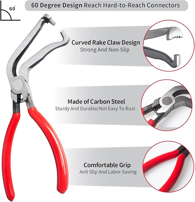 4 Pieces Electrical Disconnect Pliers for Cars, Automotive Electrical Plug Connector Disconnect Tool and Connector Separator and Hose Clamp Pliers