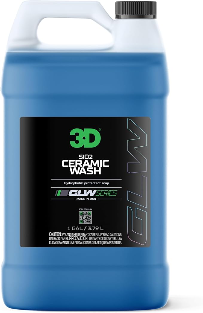 3D SiO2 Ceramic Wash & Wax Soap - 1 Gallon - pH Neutral Car Shampoo with Hydrophobic Protection & Deep Gloss | SiO2 Coating | Scratch-Free Detailing